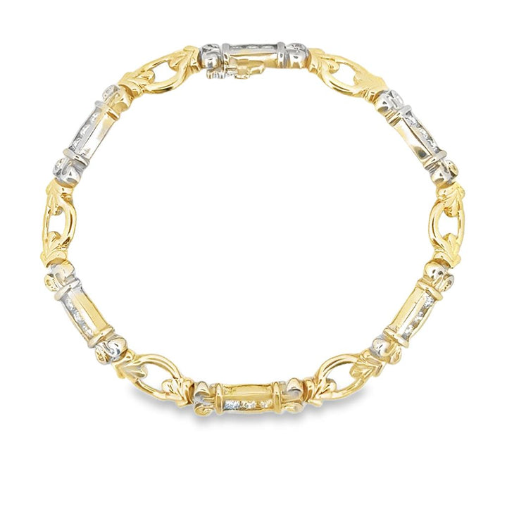 1.00 CTW Diamond Ornate Bracelet – 14K Two-Tone Gold