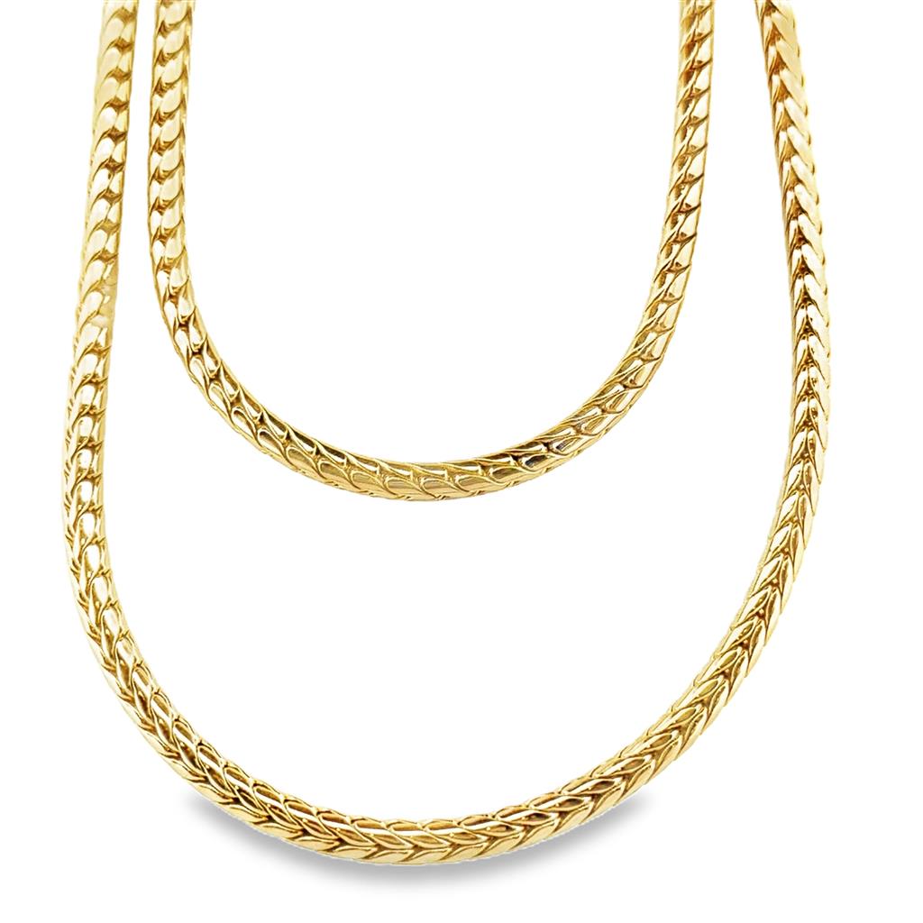 14K Yellow Gold Rounded Link Necklace, 4mm, 24" Long