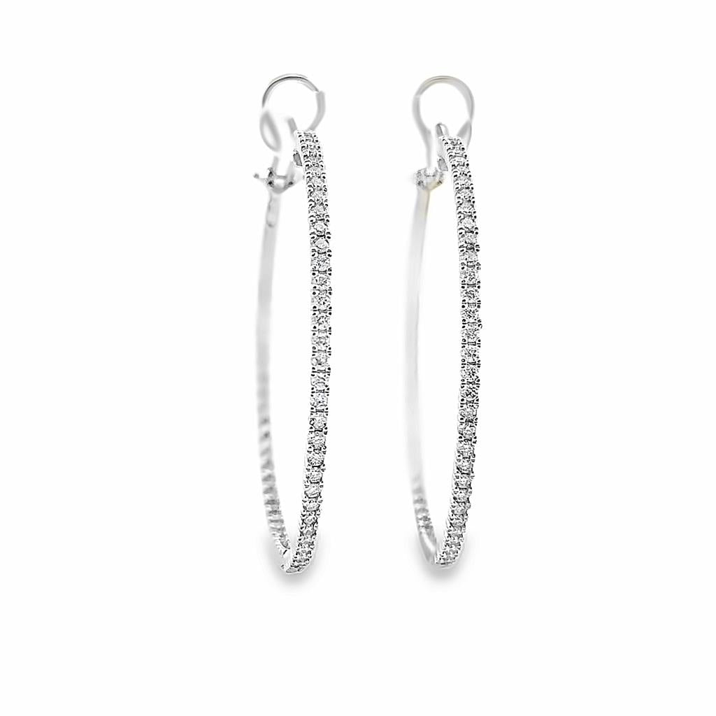 2.62 CTW Round Diamond Inside Out Hoops in 14K White Gold