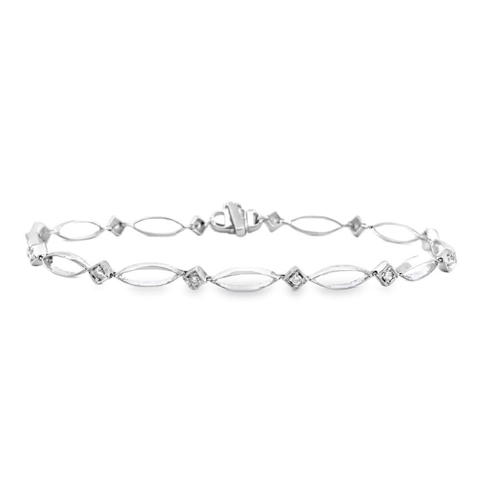 0.24 CTW Diamond Delicate Openwork Bracelet in 14K White Gold