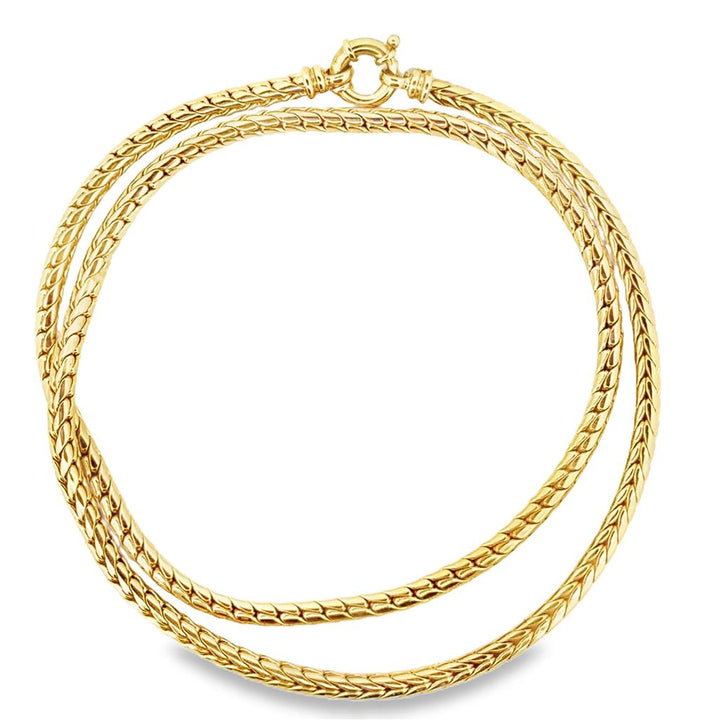 14K Yellow Gold Rounded Link Necklace, 4mm, 24" Long