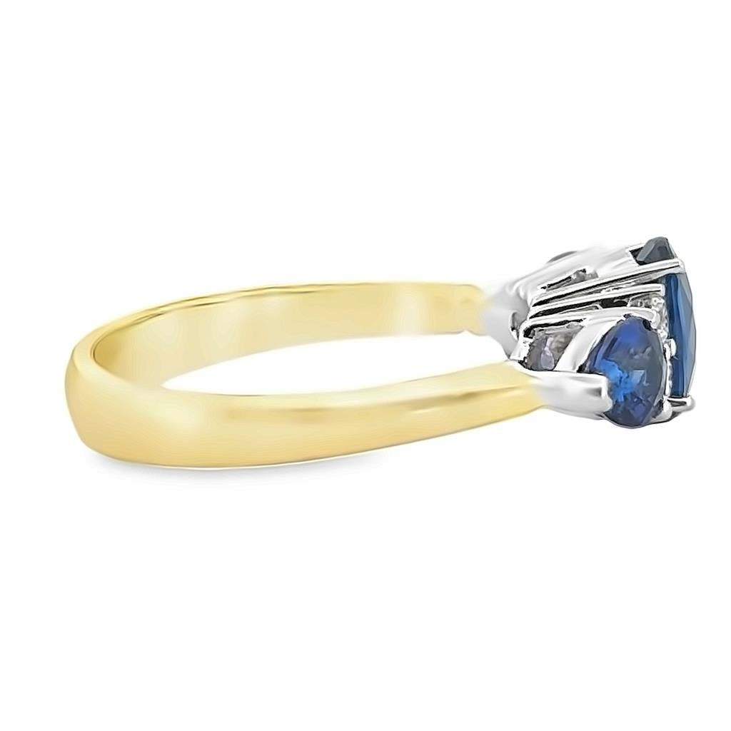 1.84 CTW Sapphire and Diamond 18K Yellow and White Gold Ring