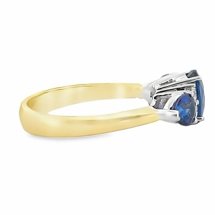 1.84 CTW Sapphire and Diamond 18K Yellow and White Gold Ring