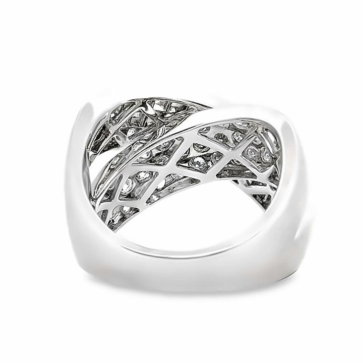 3.42 CTW Round and Princess Diamonds 18K White Gold Cross Design Ring