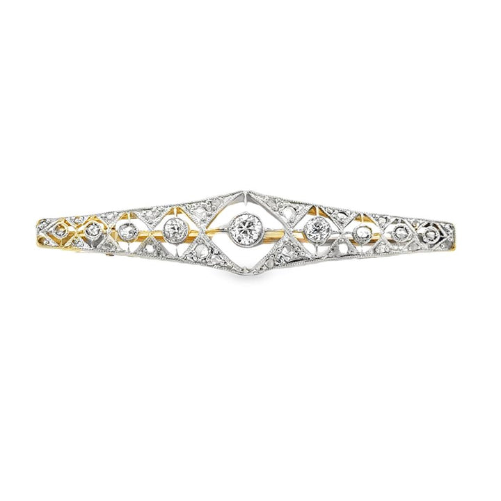 0.40 CTW Vintage Diamond Brooch 18K Yellow & White Gold