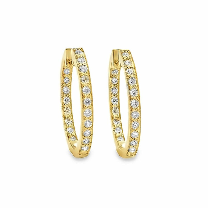 0.92 CT Diamond Inside Out Hoops in 14K Yellow Gold