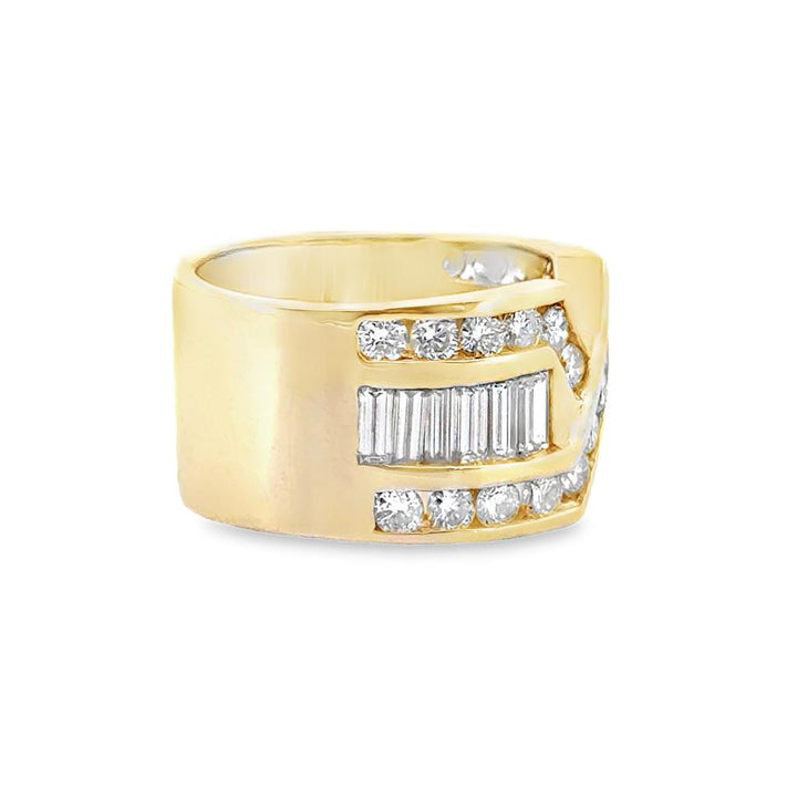 2.50 CTW Diamond Wide Band Ring in 11mm 18K Yellow Gold