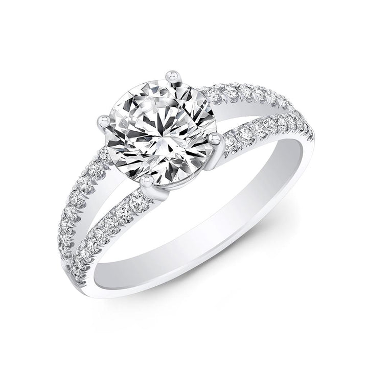 0.33 CTW Round Diamonds Semi-Mount Split Shank Pave Engagement Ring