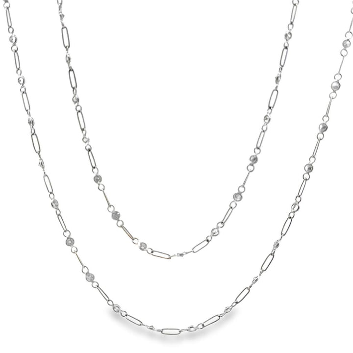 1.78 CTW Round Diamond Platinum Long Station Necklace, 42"