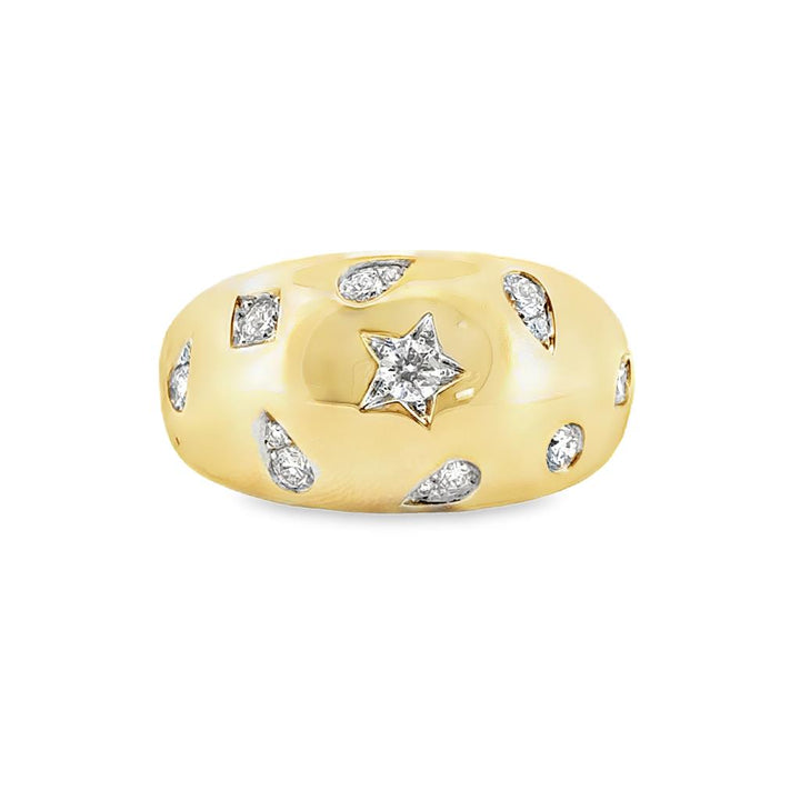 0.43 CTW Diamond Star Dome Ring in 14K Yellow Gold