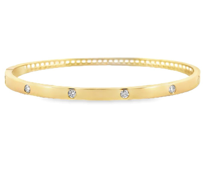 0.35 CT Diamond Etoile 14K Yellow Gold Hinge Bangle Bracelet