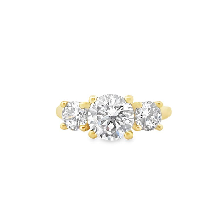 Three Stone Semi-Mount Diamond 18K Yellow Gold Engagement Ring