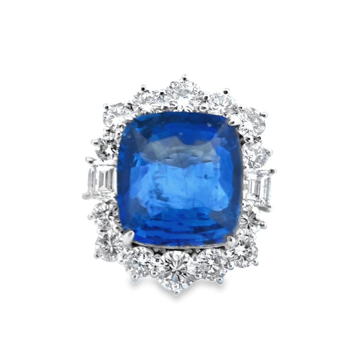 16.52 CT Blue Sapphire and 3.62 CTW Diamond Platinum Ring