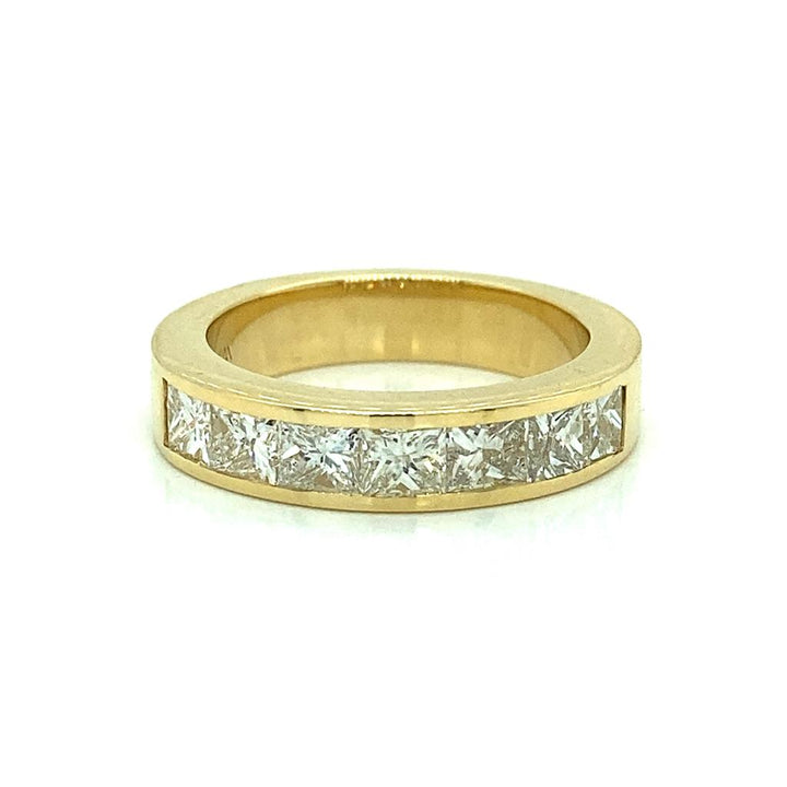 1.53 CTW Princess Cut Diamond 18K Yellow Gold Channel Set Ring