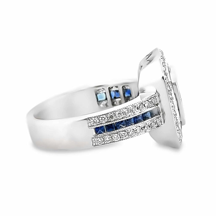 18K White Gold Diamond and Sapphire Ring with 1.60 CTW Diamonds