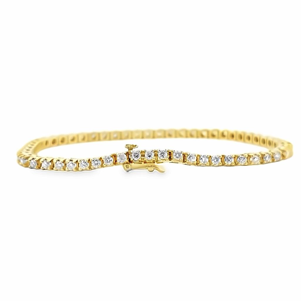 2.20 CTW Round Diamond 14K Yellow Gold Tennis Bracelet