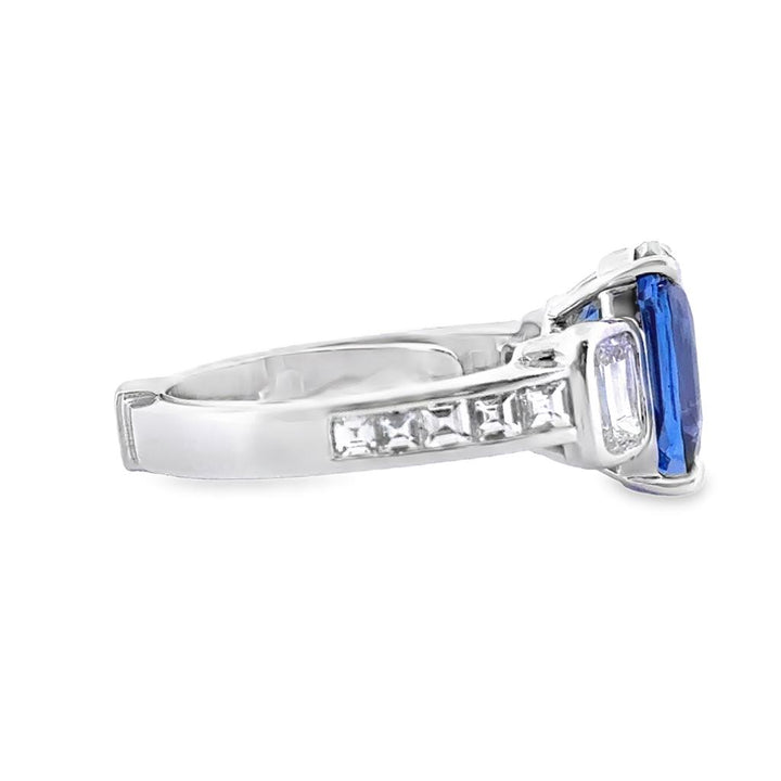 Robert Procop 6.97 CT Cushion Cut Blue Sapphire Ring with 0.82 CTW Ashoka Diamonds