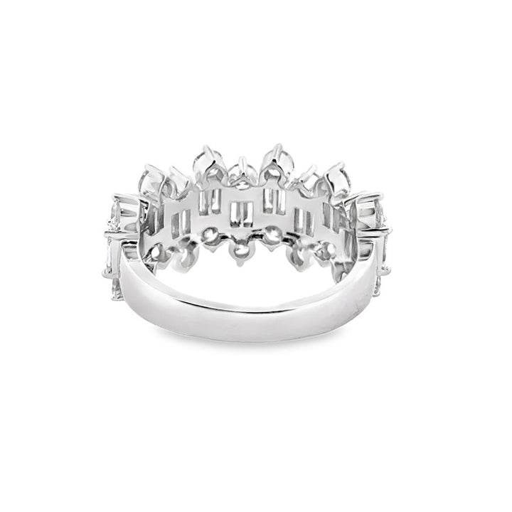 2.10 CTW Baguette and Round Diamond Band Ring in 18K White Gold