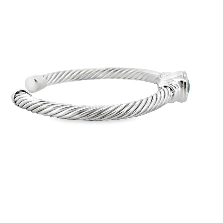 David Yurman Albion Blue Topaz Bracelet – Sterling Silver & 14K Yellow Gold, Twisted Cuff