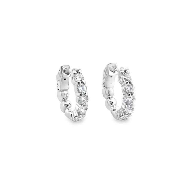 1.18 CTW Diamond Huggie Earrings in 14K White Gold