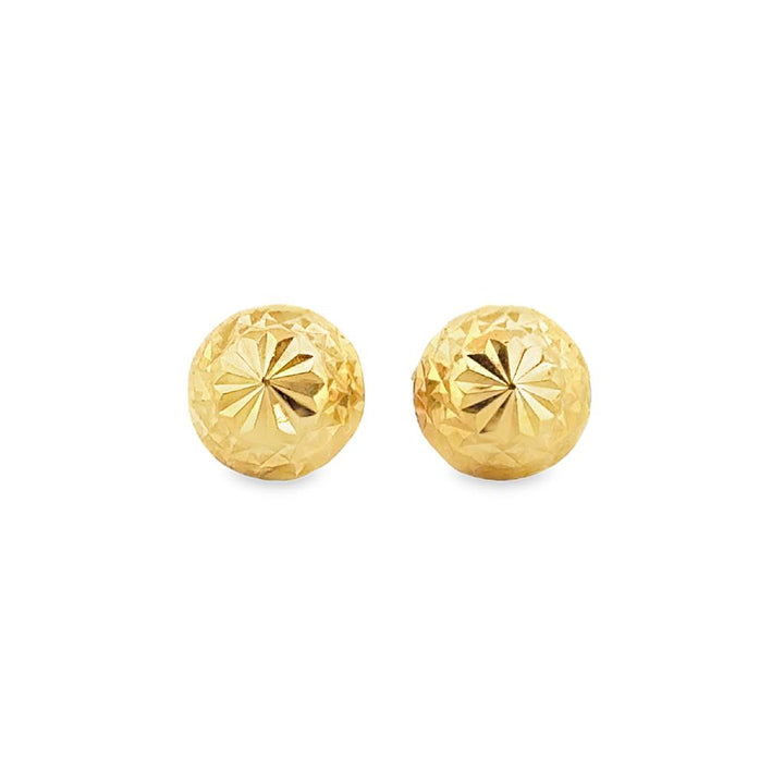 20K Yellow Gold Dome-Shaped Stud Earrings with Intricate Design