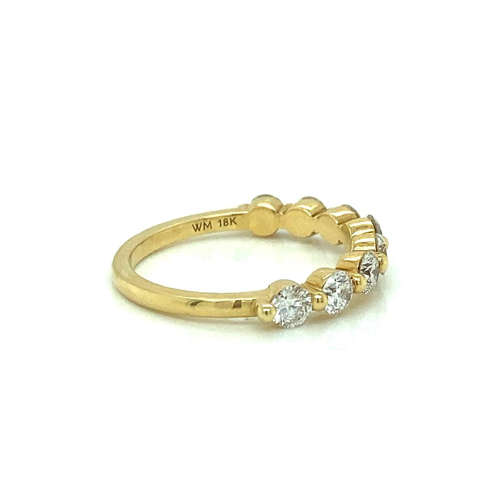 1.06 CTW Diamond 18K Yellow Gold Single Shared Prong Ring