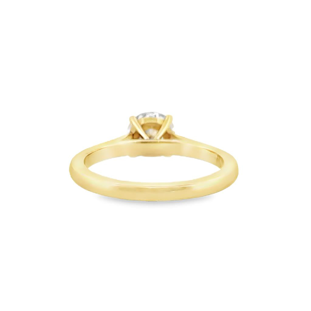 Classic Four-Prong Semi-Mount Solitaire Diamond 18K Yellow Gold Engagement Ring