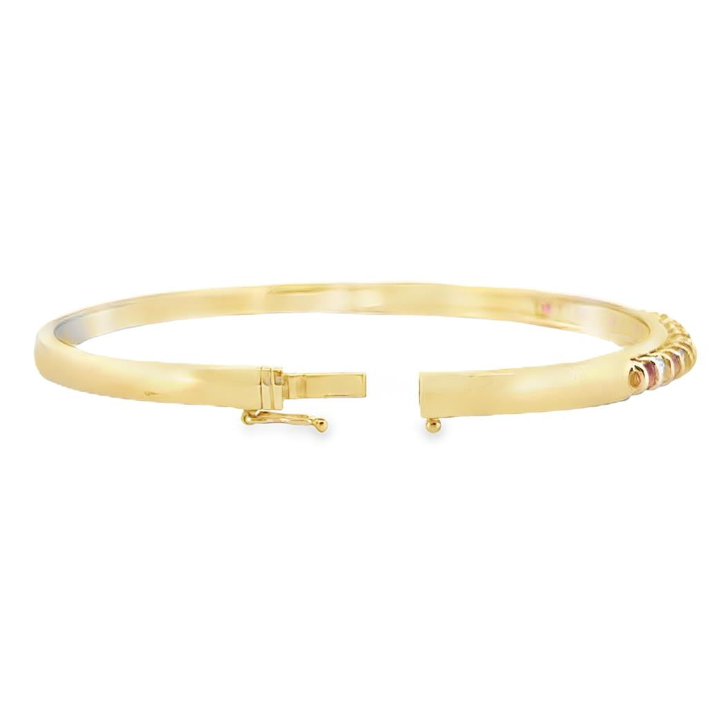 1.19 CTW Ruby and 0.73 CTW Diamond Bangle Bracelet in 14K Yellow Gold