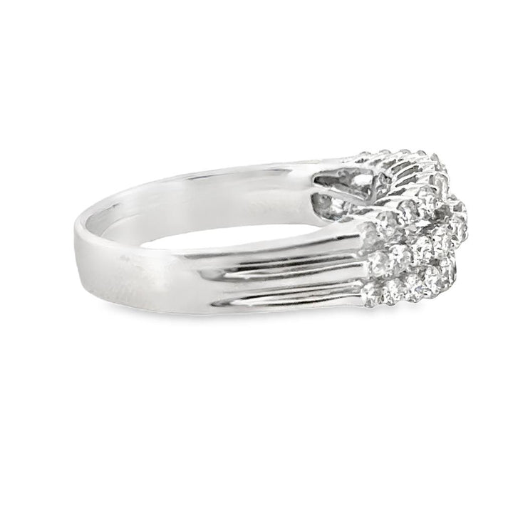 0.95 CT Diamond 3-Row Wide Band, 14K White Gold