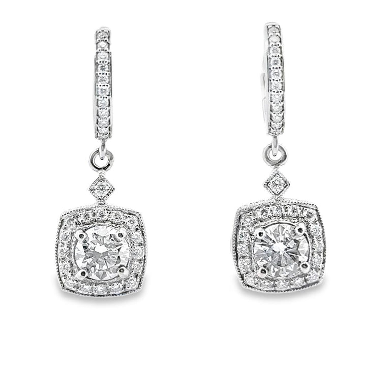 1.73 CTW Diamond Drop Earrings in 14K White Gold