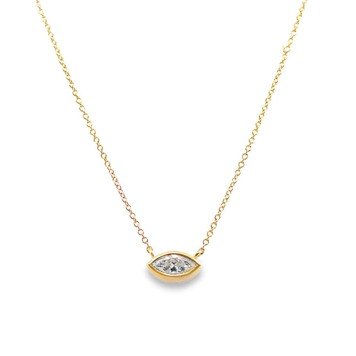 0.48 CTW Horizontal Marquise Diamond Pendant in 14K Yellow Gold