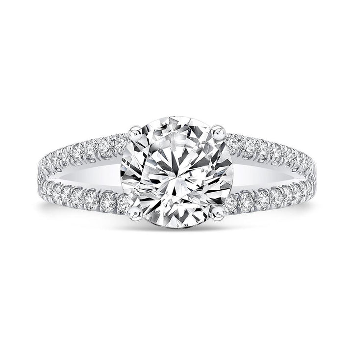 0.33 CTW Round Diamonds Semi-Mount Split Shank Pave Engagement Ring