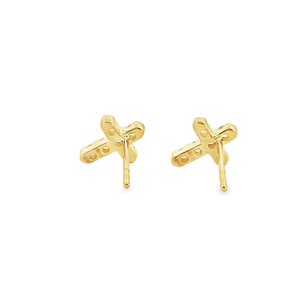 0.26 CTW Diamond Cross Earrings, 14K Yellow Gold