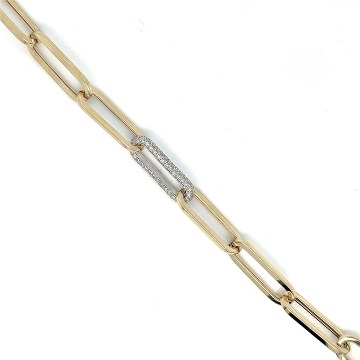 14K Yellow Gold Open Link Bracelet with 0.75 CTW Round Diamonds