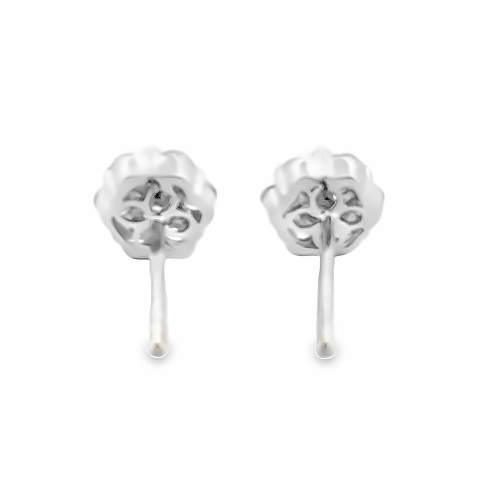 0.61 CTW Diamond Cluster Stud Earrings in 18K White Gold