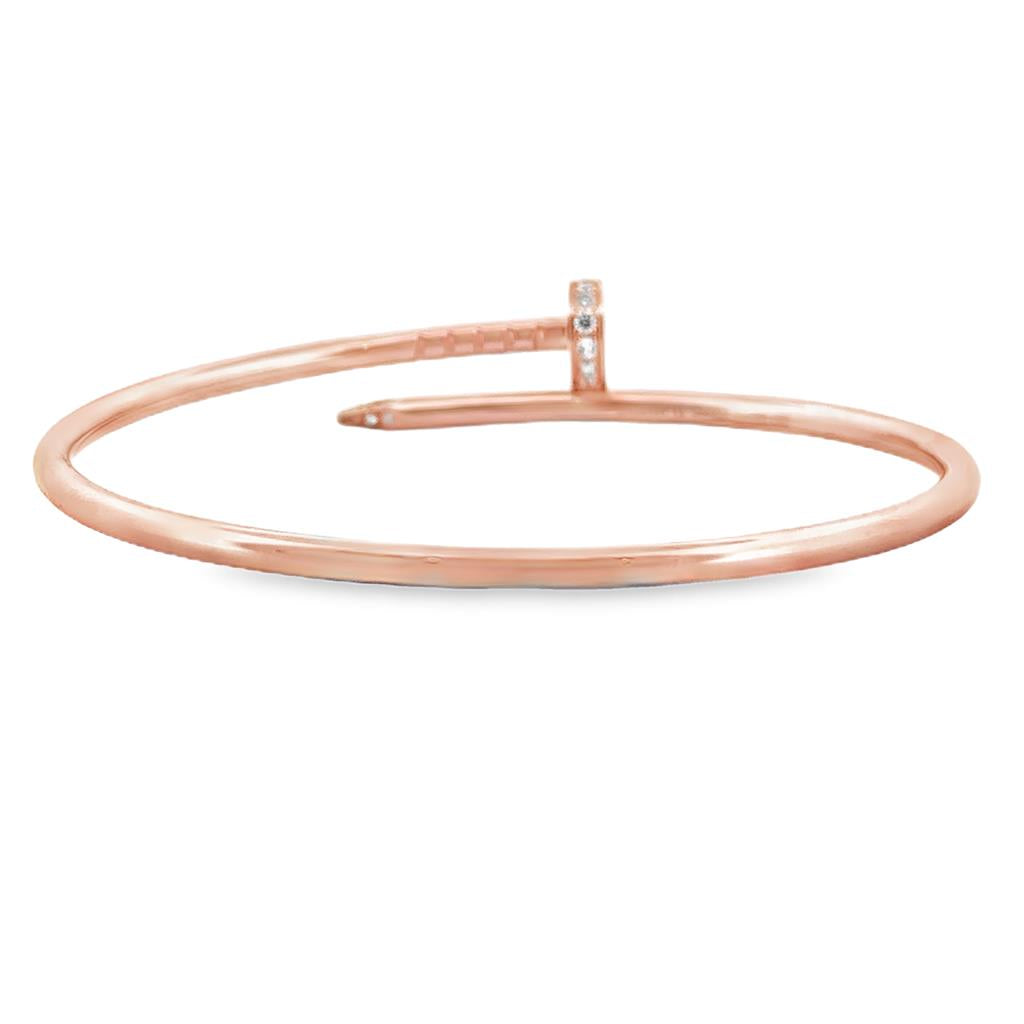 Cartier 18K Rose Gold Diamond Nail Bracelet with Cartier Certification