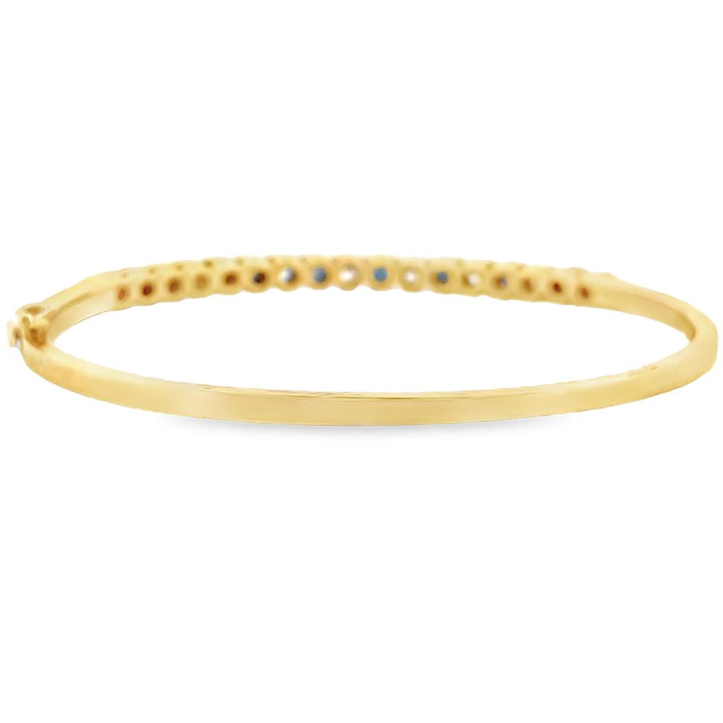 1.00 CTW Diamond and 0.92 CTW Sapphire Bangle Bracelet, 18K Yellow Gold