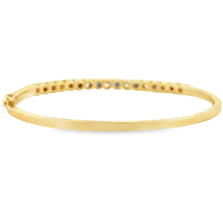 1.00 CTW Diamond and 0.92 CTW Sapphire Bangle Bracelet, 18K Yellow Gold