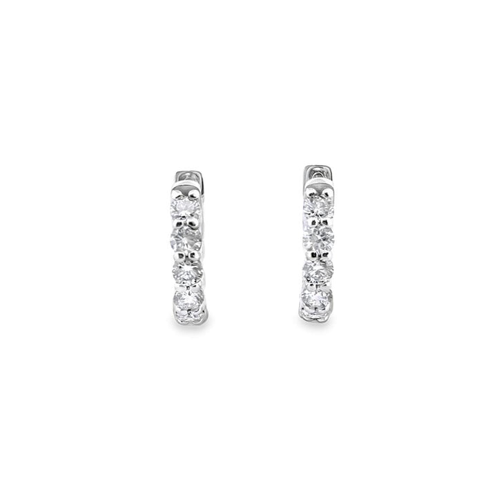 1.18 CTW Diamond Huggie Earrings in 14K White Gold