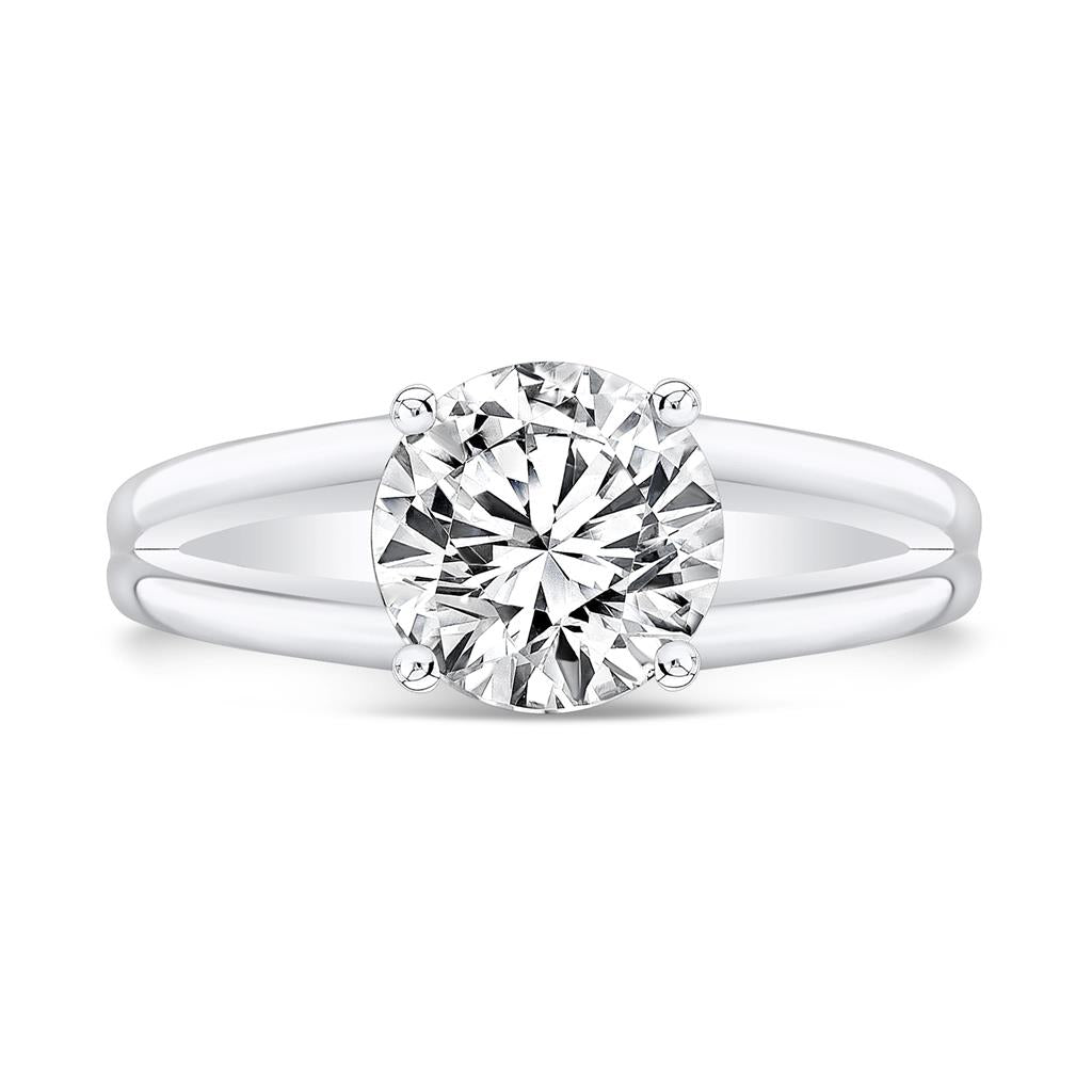 Semi-Mount Diamond 18K White Gold Split Shank Engagement Ring