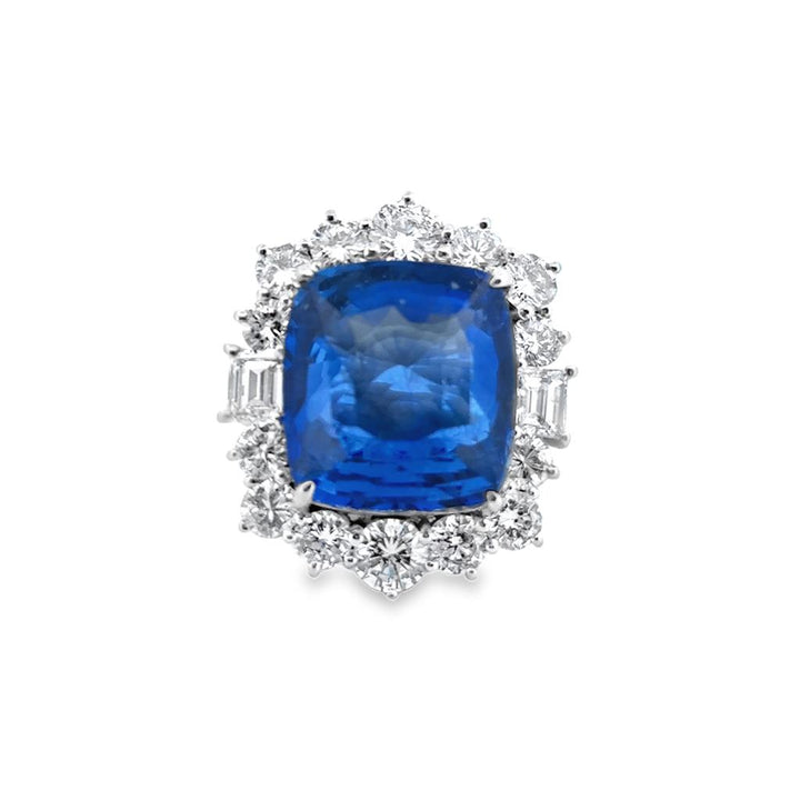 16.52 CT Blue Sapphire and 3.62 CTW Diamond Platinum Ring