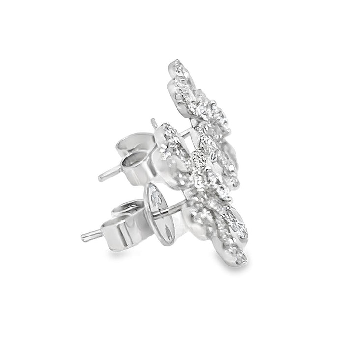 1.03 CTW Diamond 14K White Gold Flower Stud Earrings