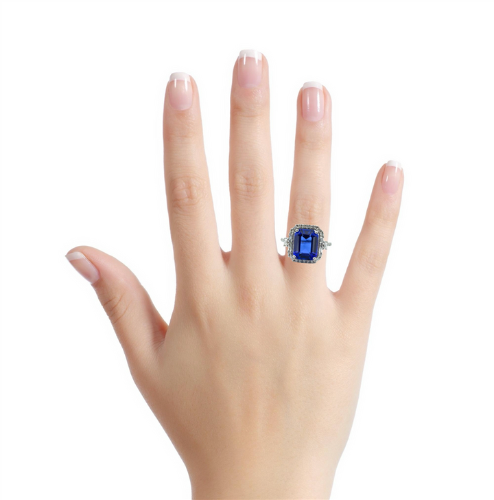 4.57 CT Violet Tanzanite Ring with Diamond Setting – 14K White Gold -GIA