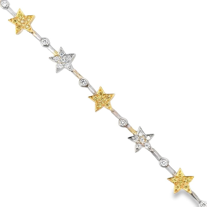 Two-Tone 18K Bracelet with Stars and 0.79 CTW White & Fancy Yellow Diamonds