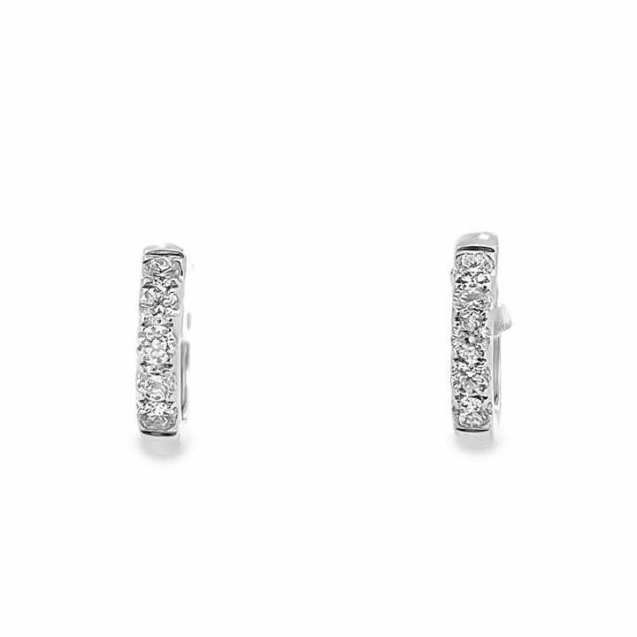 0.35 CTW Round Diamond 14K White Gold Huggie Earrings 12mm