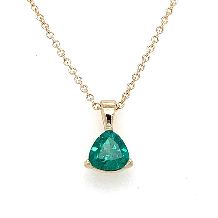 0.53 CT Trillion Cut Emerald 14K Yellow Gold Necklace