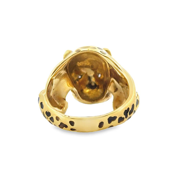 Sal Praschnik 0.10 CTW Round Diamond 18K Yellow Gold Enamel Cheetah Ring