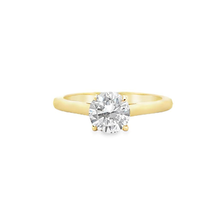 Classic Four-Prong Semi-Mount Solitaire Diamond 18K Yellow Gold Engagement Ring