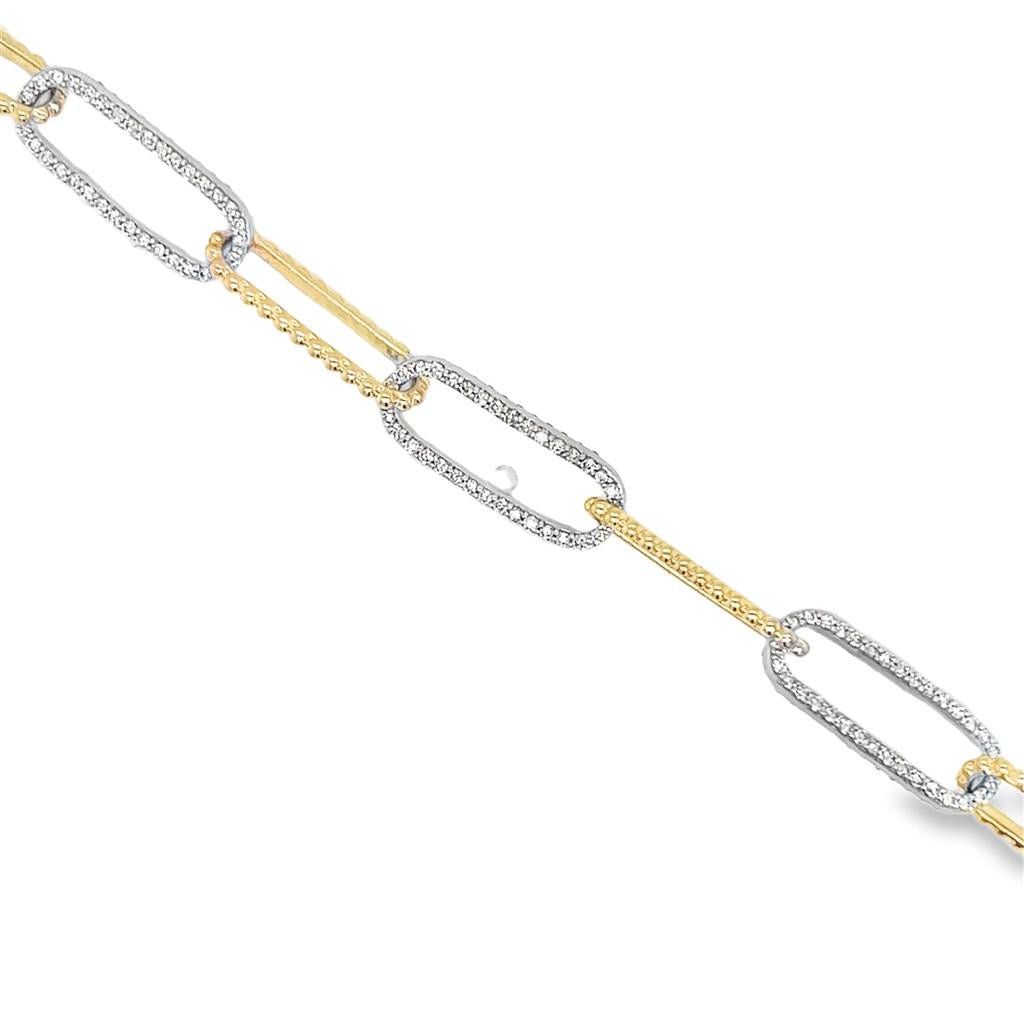 1.75 CTW Diamond 14K Yellow and White Gold Paper Clip Bracelet