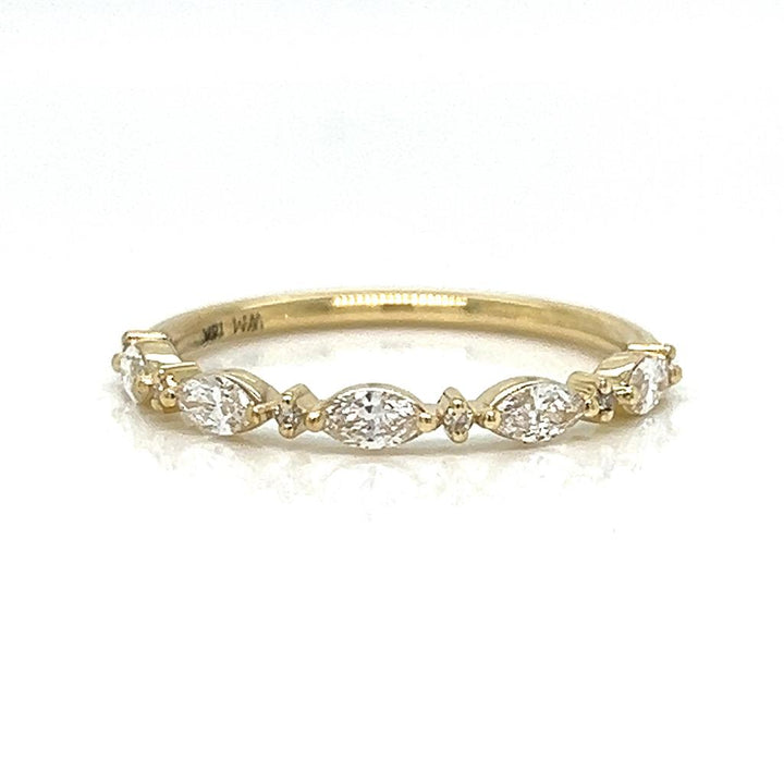 0.33 CTW Marquise and Round Diamond 18K Yellow Gold Ring